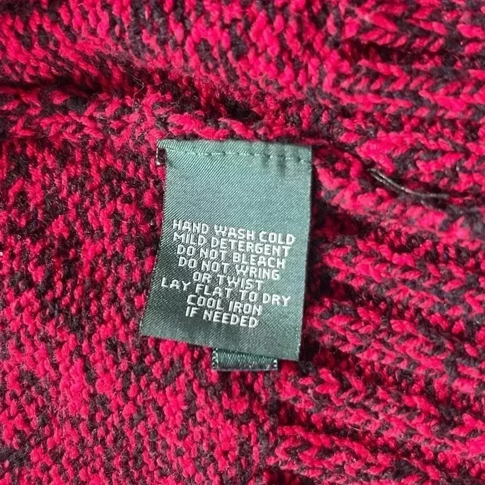LRL Lauren Ralph Lauren Cowl Neck Sweater Heathered Red Black Women's XL